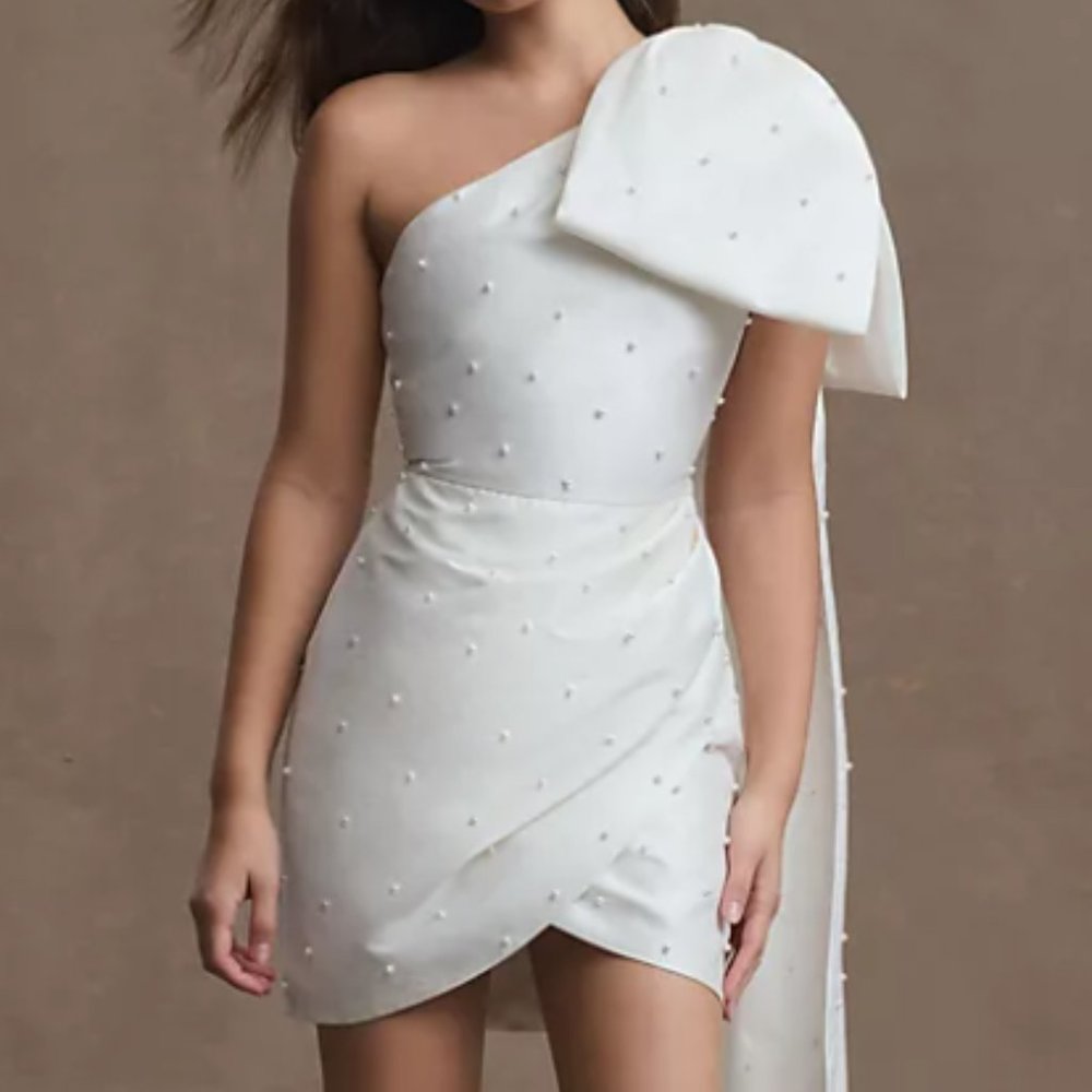 Sachin & Babi Pippa One-Shoulder Pearl-embellished Mini Dress - Size 2